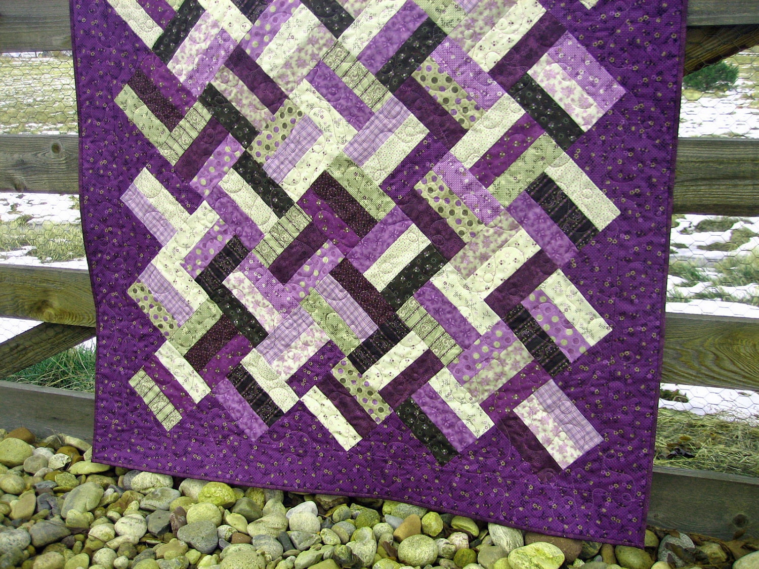 Handmade Lap Quilt Purple Persuasion by PatchworkMountain on Etsy