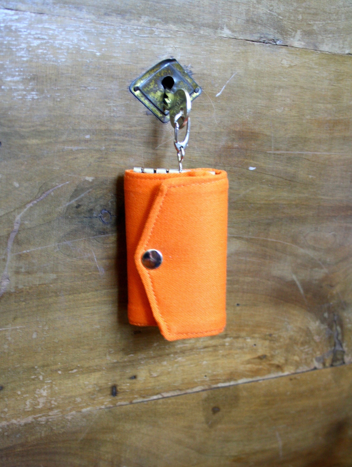 Free Shipping Handmade Orange Cotton Fabric Key Case For Men For Women Fathers Day Gift