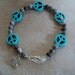 Ankle Bracelet, Turquoise Peace Sign & Crazy Horse Gemstome Beads