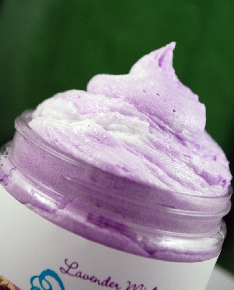 Lavender Mint Whipped Sugar Scrub Soap 8oz Jar - Paraben Free and Propylene Glycol Free