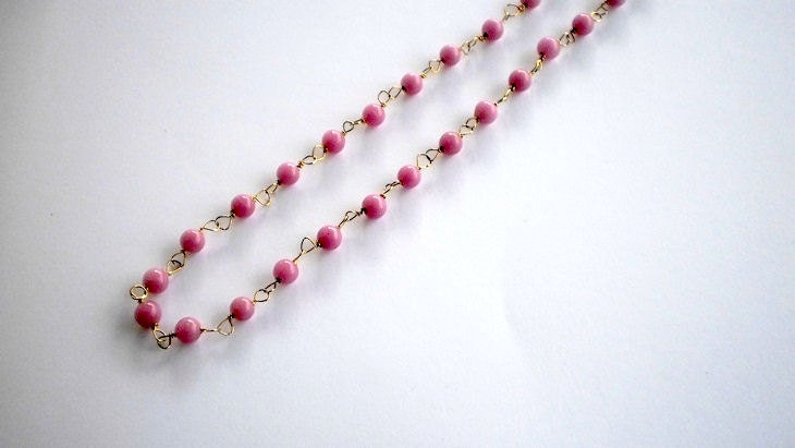 Vintage Lavender Beaded Single Strand Necklace-1970's