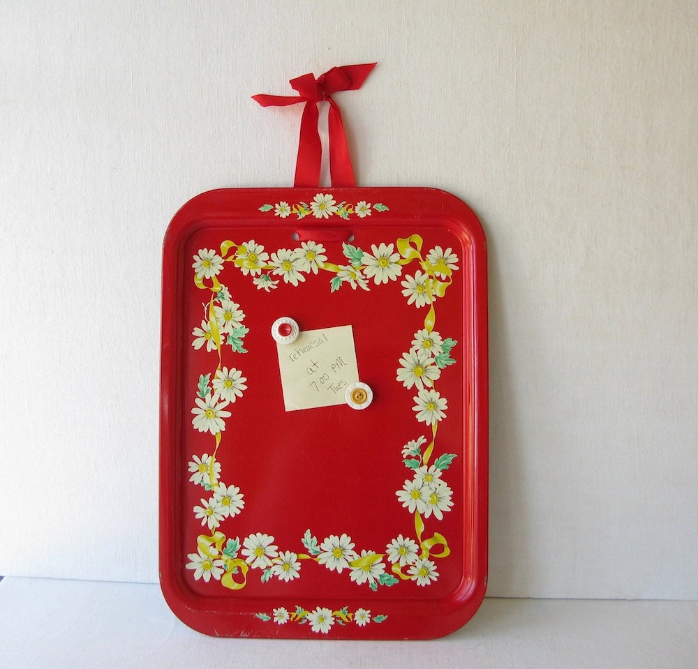 Vintage Metal Tray Memo Board