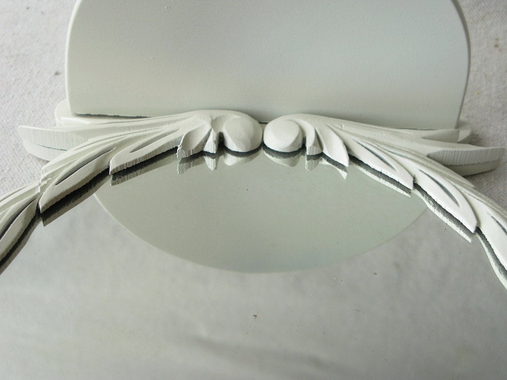 Vintage Mirror Wood Shelf Carved