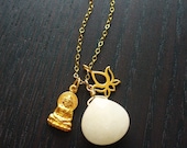 Buddha and Lotus Charm Gold Necklace