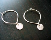 Silver Lotus Petal Hoop with Brushed Silver Coin