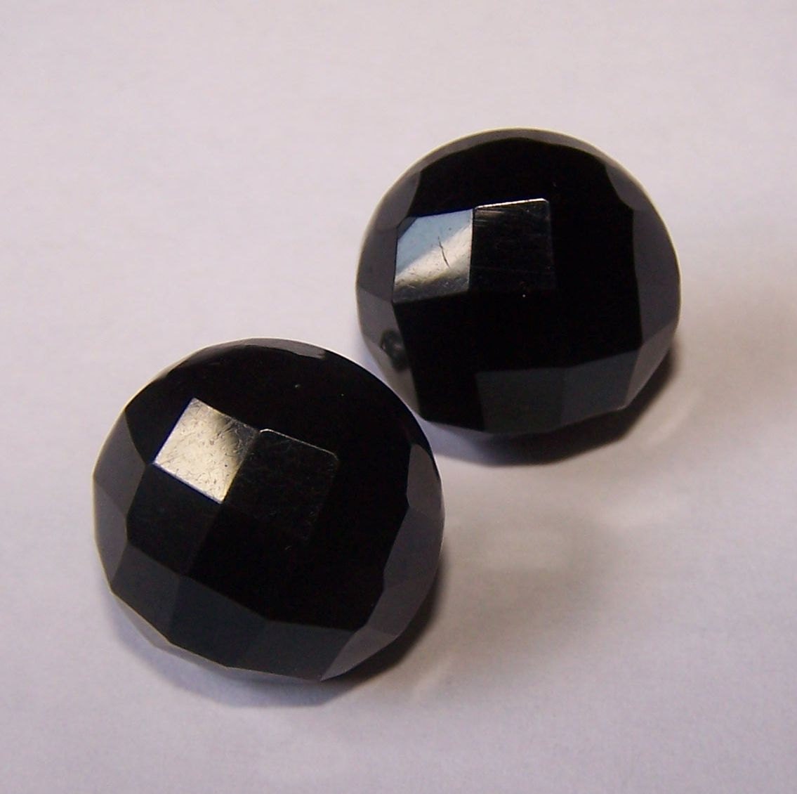 Chunky Black Faceted Antique Screwback Earrings