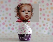 Mini Cupcake Photo Holder Purple Decoration