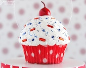 4th of July Mini Fake Cupcake Decoration Red Polka Dot