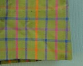 Vintage 1960s Mod mini scooter dress zip -up front avocado plaid size XS
