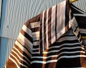 Brown Stripes. Mod. Dress. Cute Collar. Stripes. Large-XLarge.