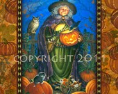 Pumpkin Patch Witch (LGD228) 9x12 print