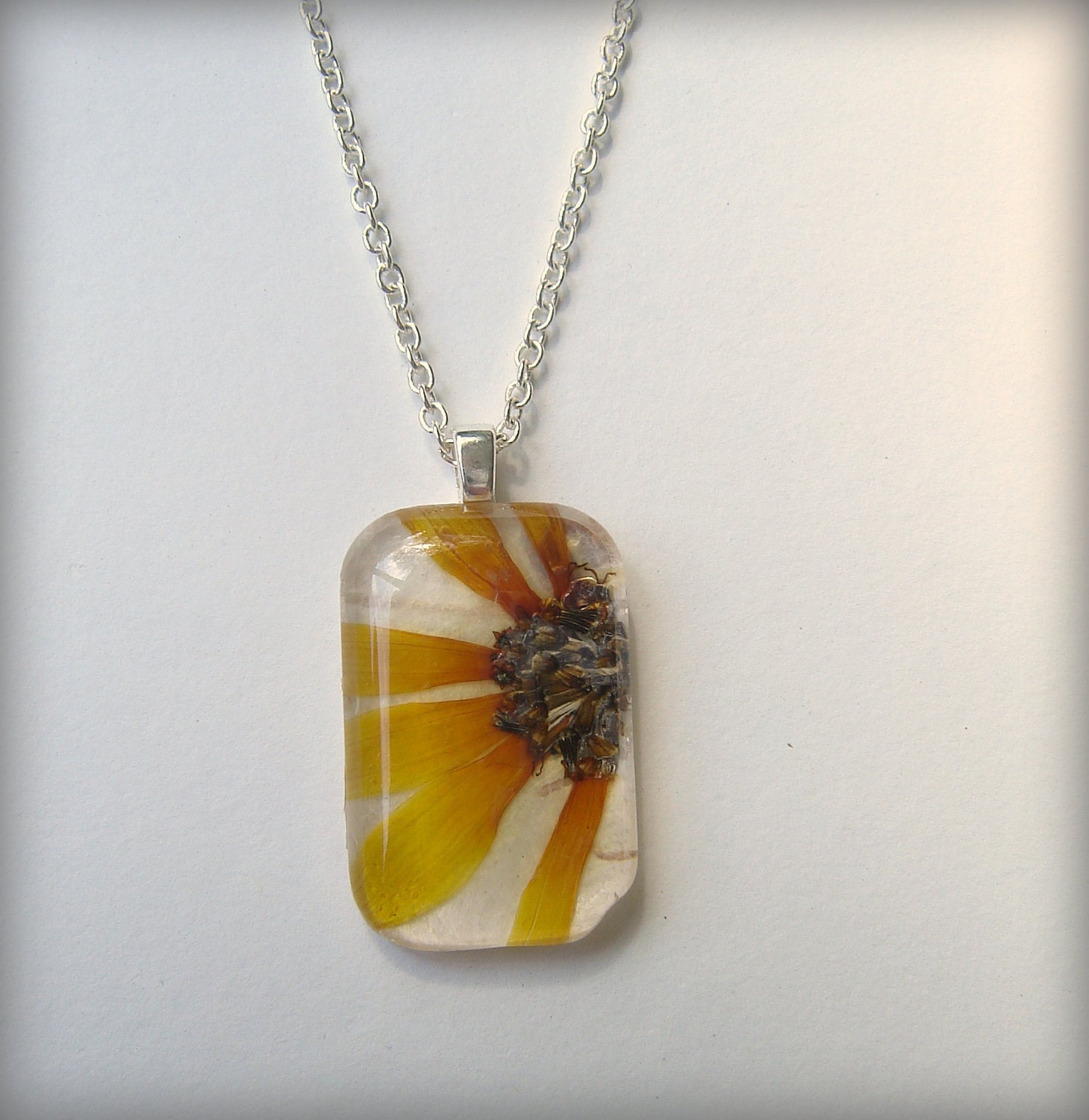 Brown-Eyed Susan Necklace - Real Pressed Flower Pendant