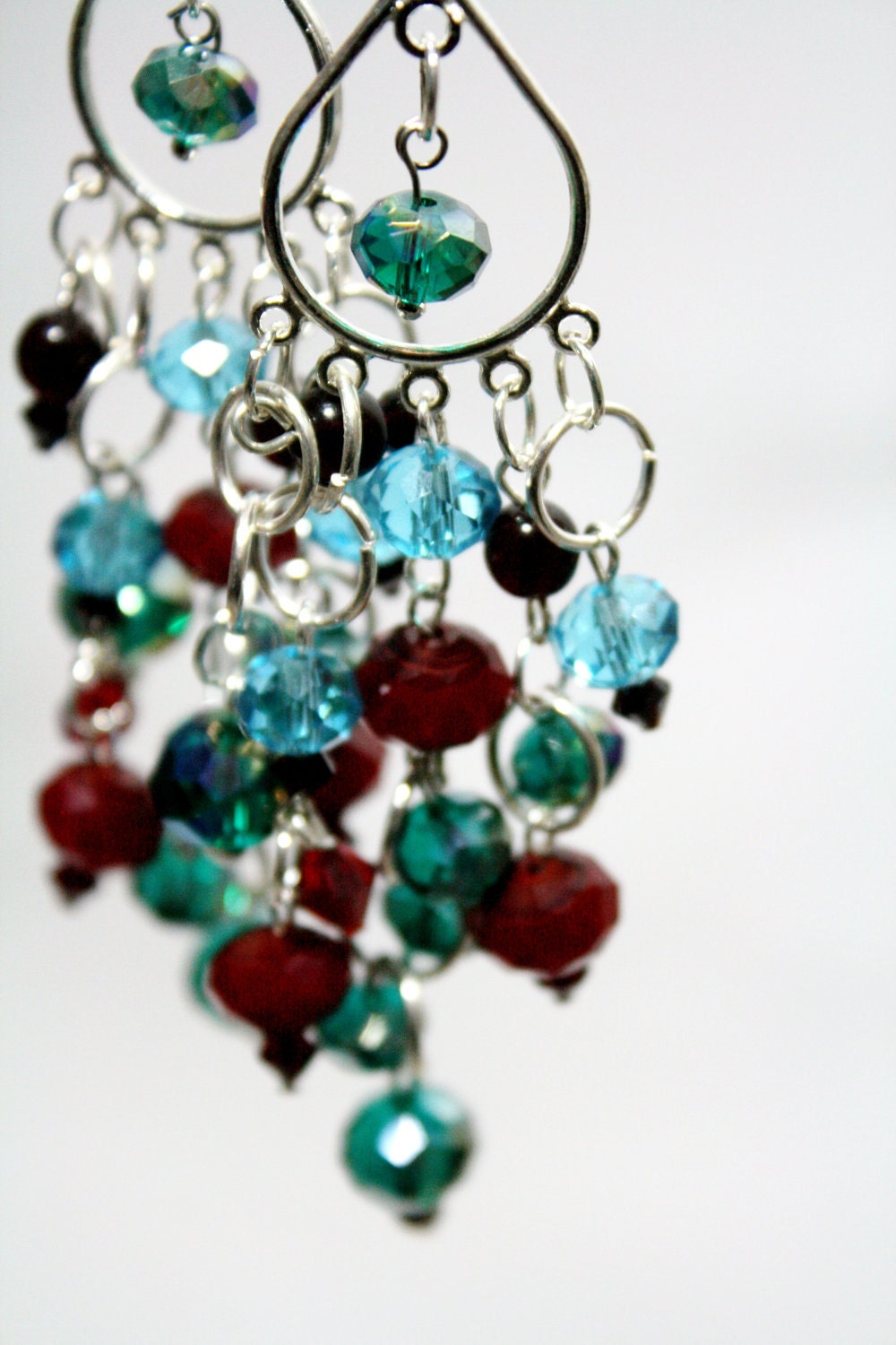 Berrylicious Teal and Crimson Chandelier Earrings