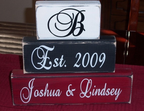 Personalized Custom Family Name, Distressed, Shabby Chic Wood Blocks