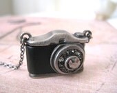 Camera Necklace. vintage style camera charm in antique silver