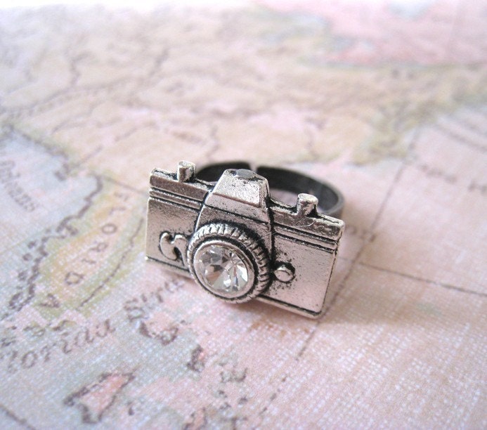 Antique Silver Camera Ring