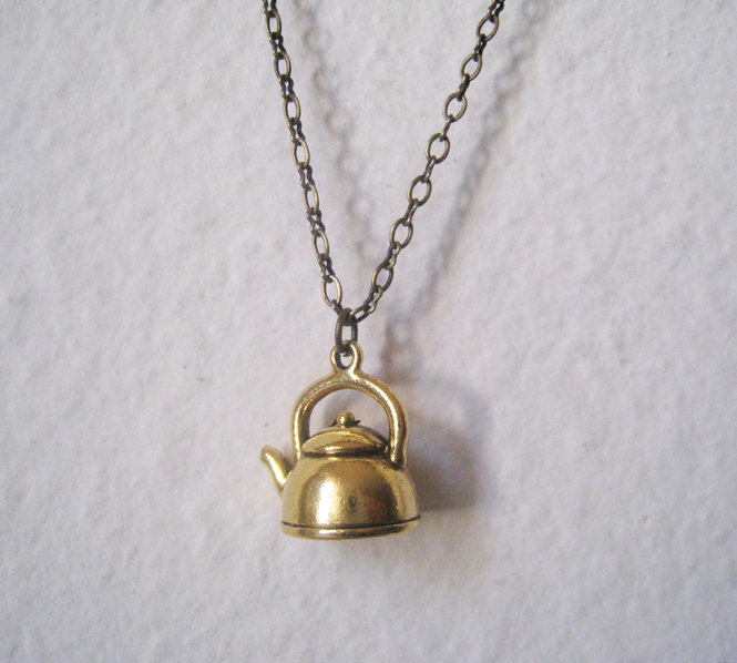 Antique Gold Teapot Necklace
