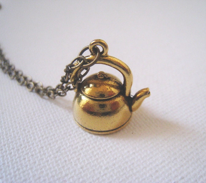 Antique Gold Teapot Necklace