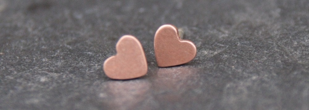 Copper Heart Earrings