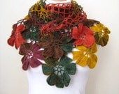 Colorful Flower Shawl - Red Green Yellow Brown and Purple Floral - Gift for Her - Ready to Ship