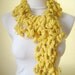 Scarf - Yellow Long Curly Neckwarmer, Cowl, Necktie, Fall Fashion - Cocoon, Mulberry, Pompom Yarn - READY TO SHIP - Gift for Her