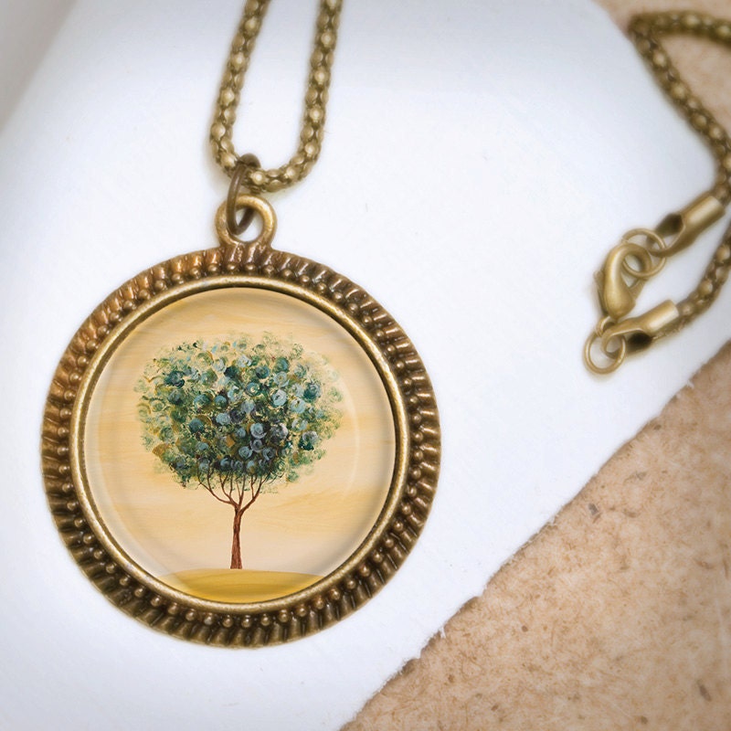 Tree Necklace - Bronze Pendant - Afternoon Calm - Wearable Art Necklace with Bronze Chain