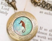 Seahorse Locket - Bronze Necklace - Wearable Art with Bronze Chain