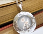 Silver Dandelion Locket Necklace - Silver Locket - Perennial Moment (silver) - Wearable Art with Silver Chain