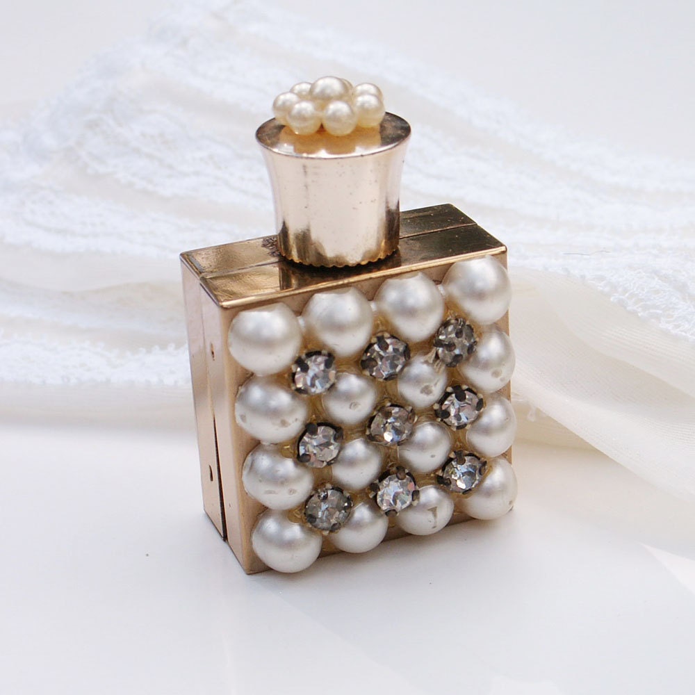 Vintage Perfume Bottle Pearls and Rhinestones