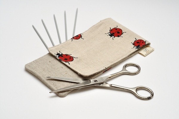 MINI Needle Case. size: 4" x 9,2". Needles, Crochets and Hooks Case. Knitting needles Organizer Holder.