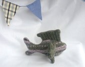 Small Grey and Lavender Upcycled Felted Wool Fishie Plush Toy
