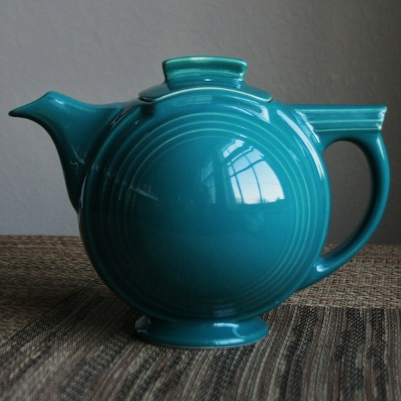 Retro Teal Hall China Teapot Made in USA by sariloaf on Etsy