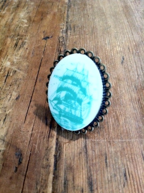 The Ladyship Ring - Vintage Nautical Ship Ring, Handmade