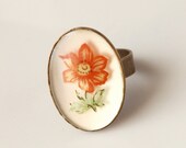 Orange Poppy - Vintage Floral Ring