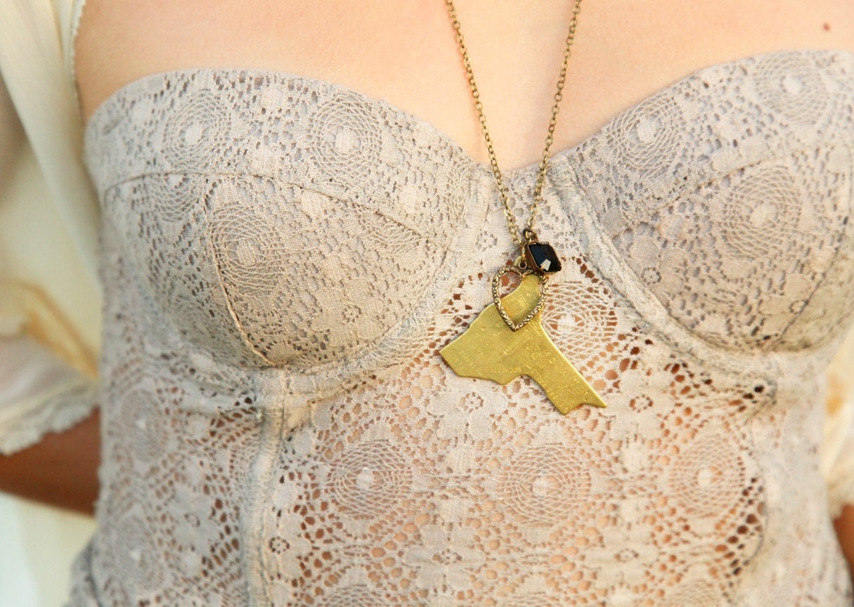 I Heart NY - Vintage Charm Necklace, as seen in Tiger Beat March 2012 issue