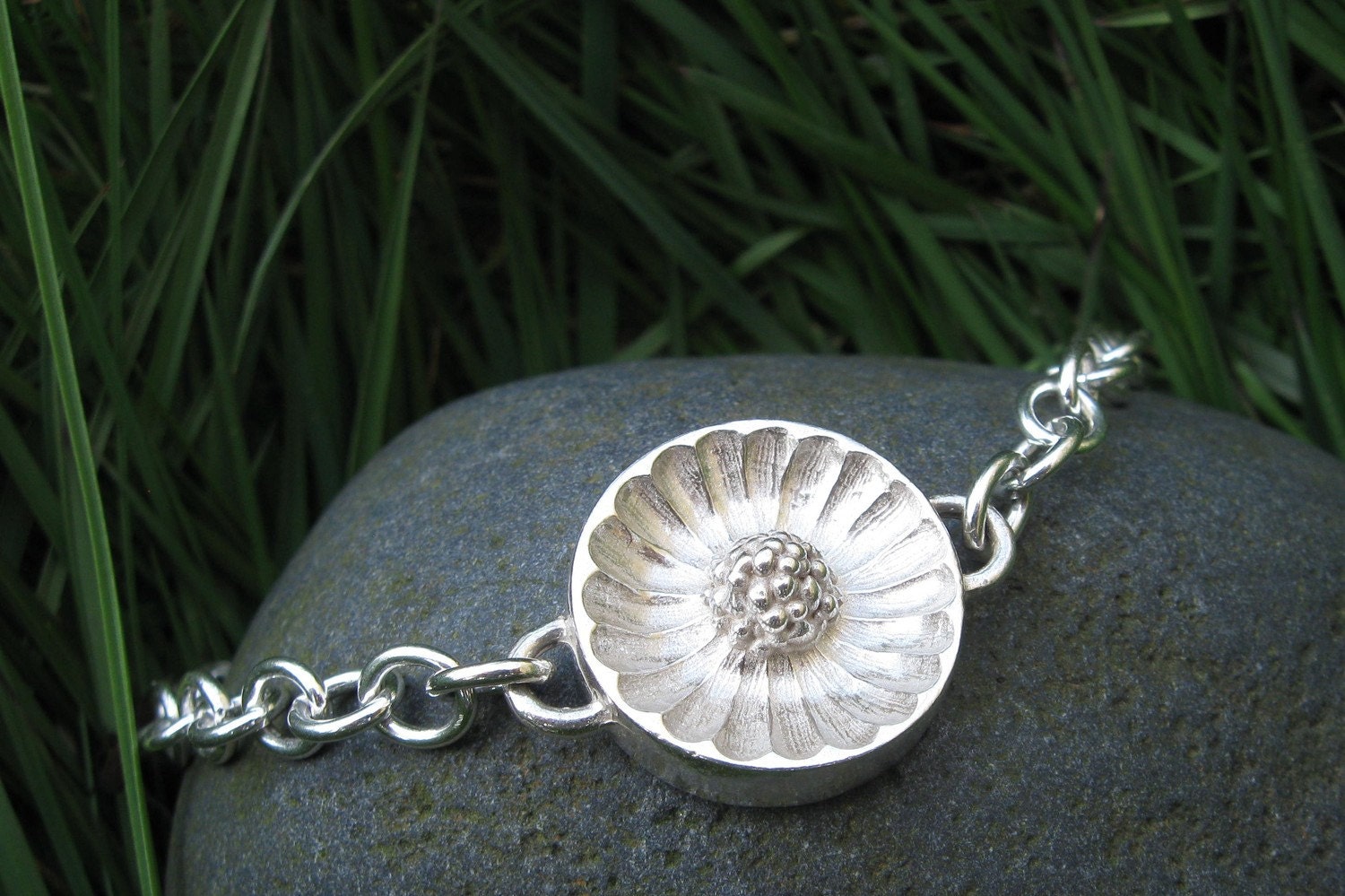 Large Tennessee Coneflower Silver Link Necklace - LeaFloriaJewellery