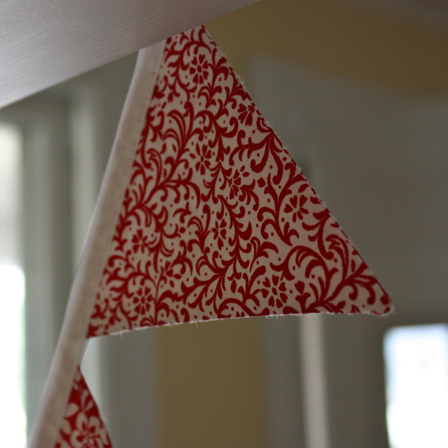 Personalized Fabric Flag Bunting with Applique Number/Letter (red and white) Banner Decoration
