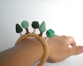 Forest Crochet Bracelet - Eco Friendly Bangle with Trees - Nature Inspired Jewelry - Made to order