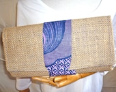 1/2 PRICE SALE Hessian & African print Upcycled Maxi Clutch