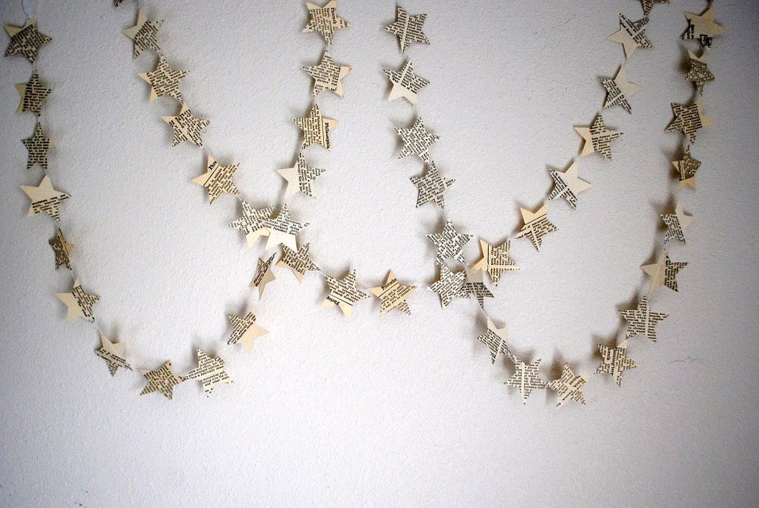 Stars Garland - vintage paper, 10 feet long