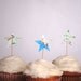 12 Vintage Map Star Cupcake Toppers