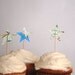 12 Vintage Map Star Cupcake Toppers
