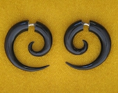Organic Earrings - Salvaged Horn Small Spirals Fake Gauges