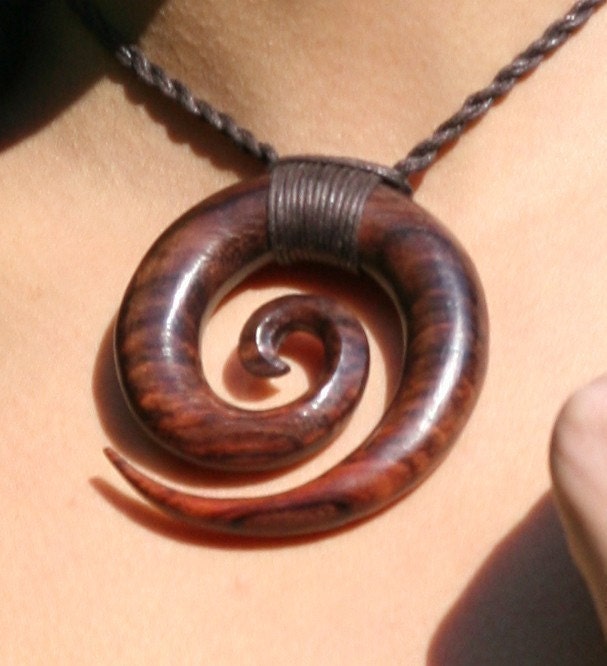 Koa Spiral Pendant - Wood Necklace