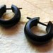Wood Earrings - Small Black Hoops - Post Earrings