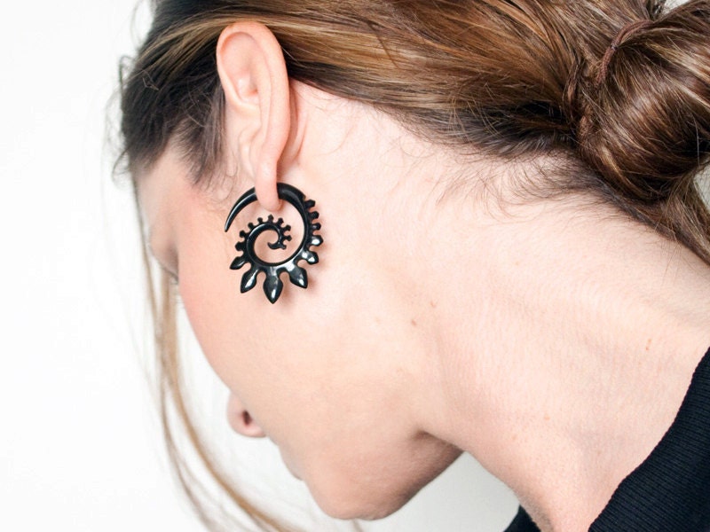 Fake Gauges - Black Horn Spade Spirals