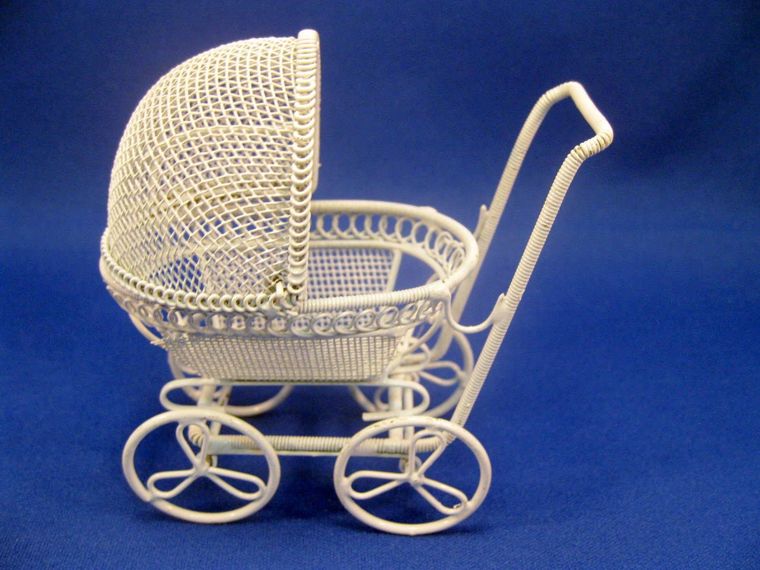 Miniature Doll Baby Carriage Pram White by MothersMiniTreasures