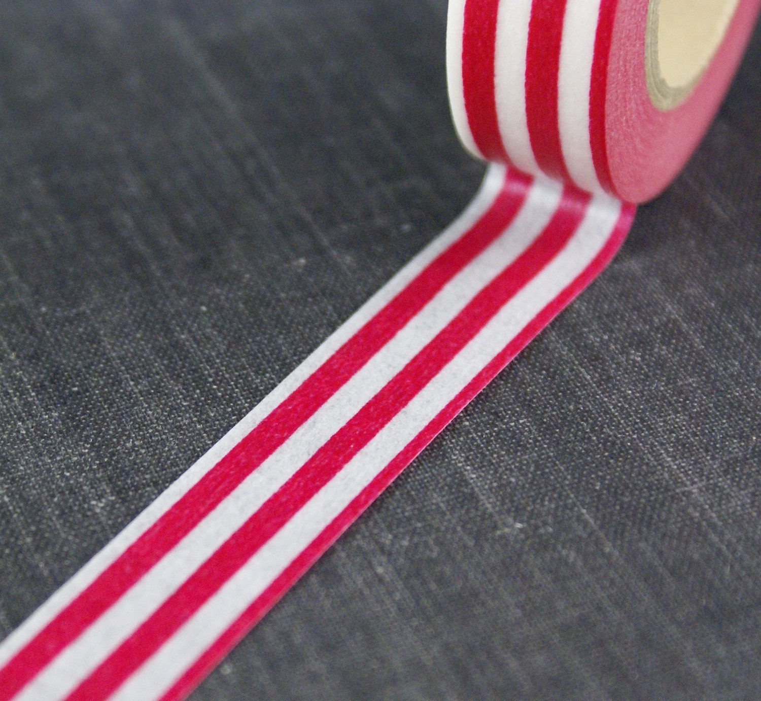 RACY RED & WHITE Triple Striped Washi Papar Masking Tape-16.5 Yards