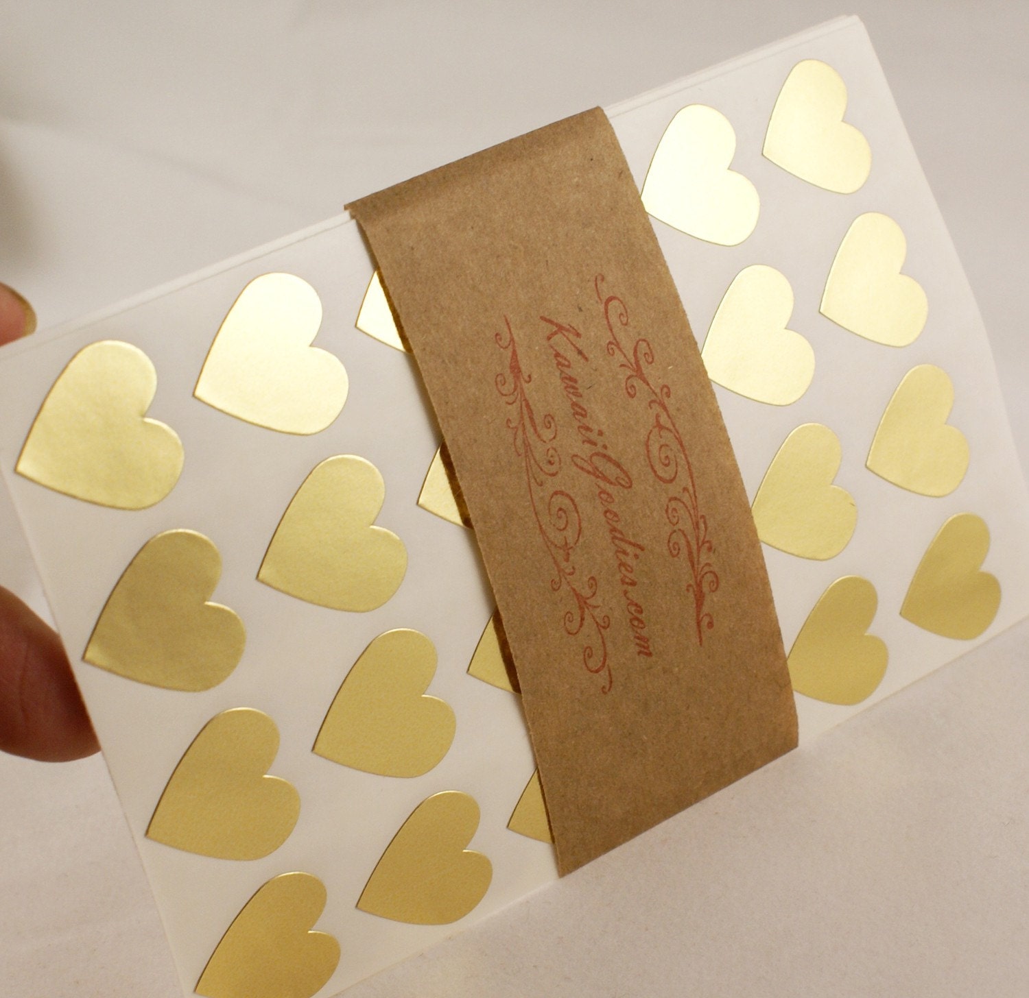 FREE SHIPPING - 108 Shiny Gold Foil Hearts Mini 3/4 inch Sticker Labels