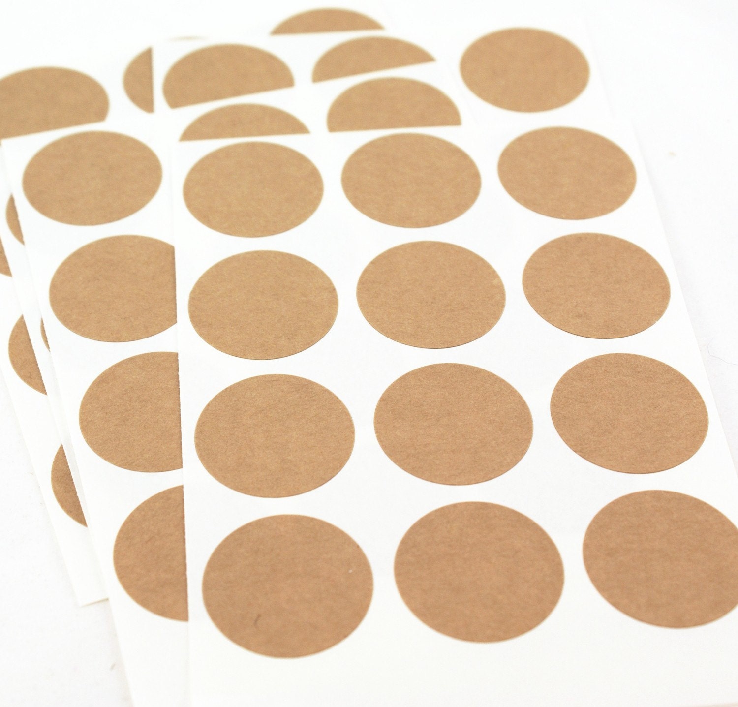 Free Shipping - 63 Mini 1 inch round Kraft Circle Stickers - for sealing letters & invitations, stamping, crafting